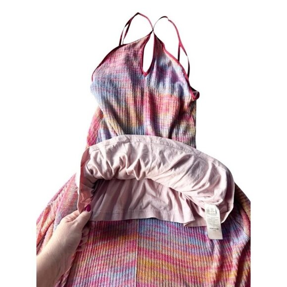 Free People Womens Endless Love Halter Maxi Dress Size M Rainbow Space Dye Knit - Picture 12 of 13